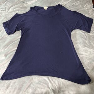 Neon Soul Blue Cold Shoulder Top Size M | Soft Stretch Tunic Blouse